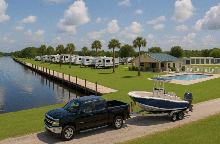 Someone pulling a boat on a trailer